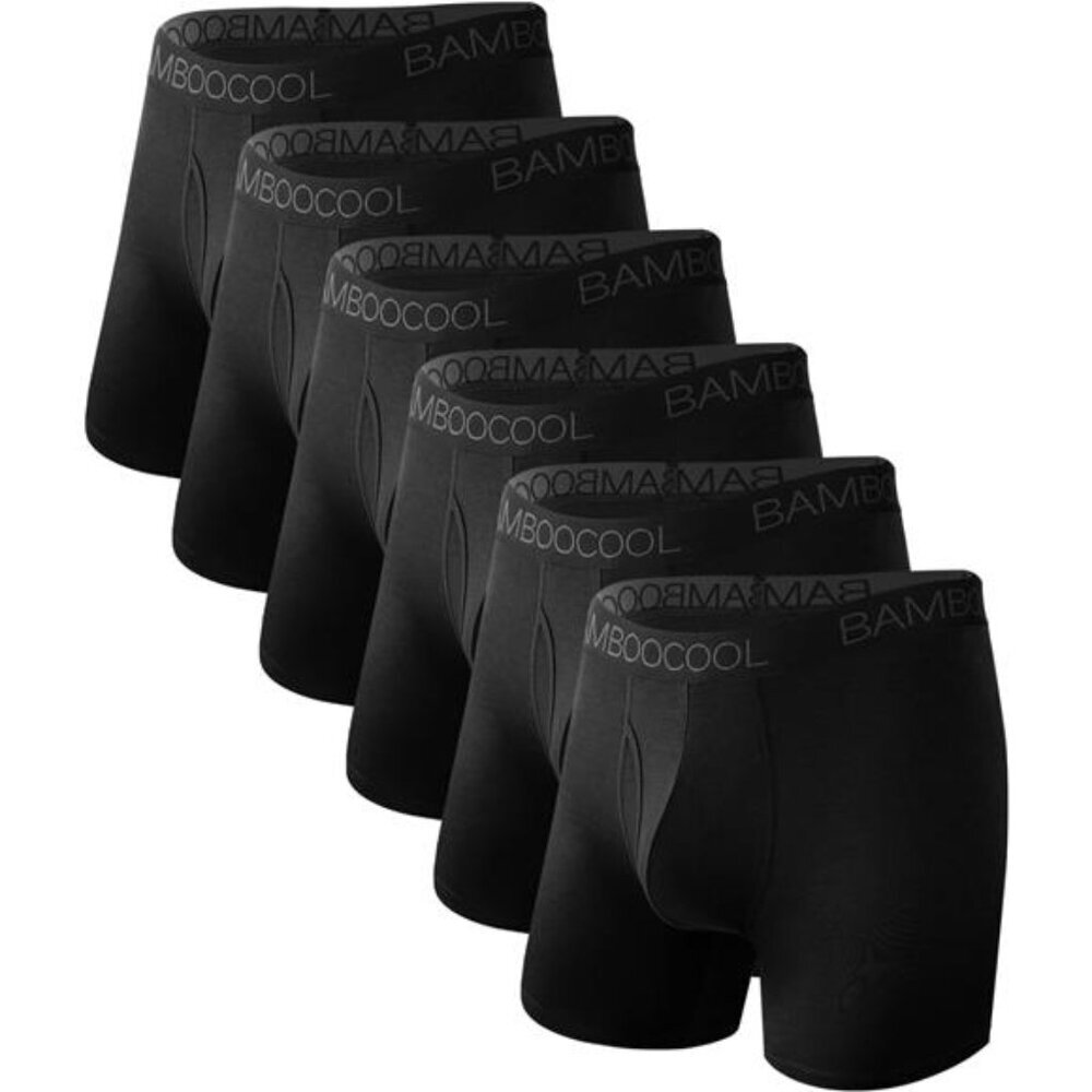 Mens Bamboo Boxer Briefs Underwear 6 Pack Soft Breathable Stretch Athletic Trunk